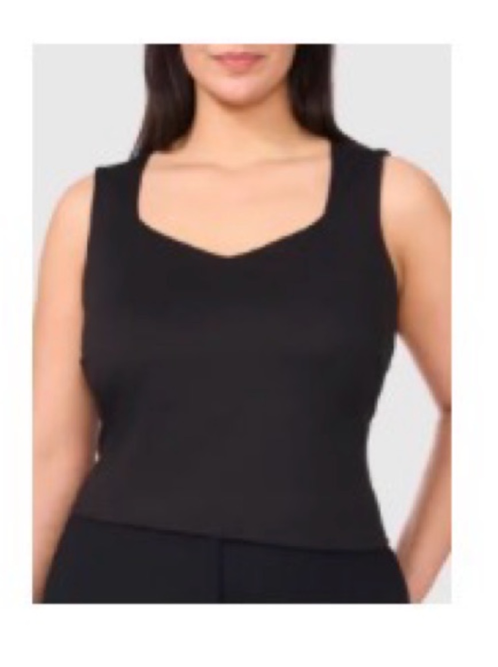 Tahari Black Sleeveless Square Neck Top